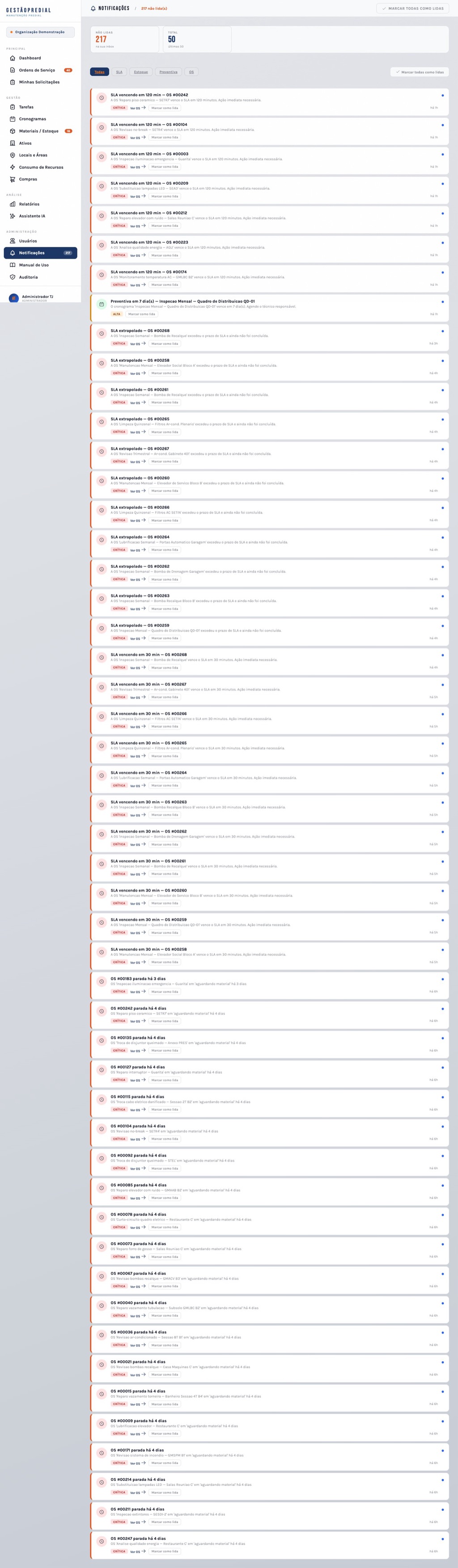Central de notificações